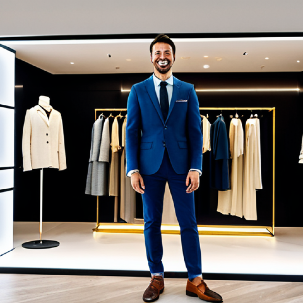 AI-Powered Fashion Boutique**
"A modern Italian fashion boutique, stylishly decorated, showcasing personalized clothing recommendations on digital displays powered by AI. Customers are browsing, smiling and relaxed. The atmosphere is upscale but welcoming. Emphasis on technology integration. appropriate attire, safe for work, professional photography, perfect anatomy, well-formed hands, natural pose, high quality, fully clothed, modest, family-friendly, appropriate content."
**