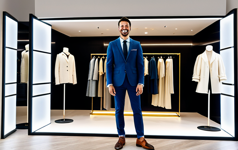 AI-Powered Fashion Boutique**
"A modern Italian fashion boutique, stylishly decorated, showcasing personalized clothing recommendations on digital displays powered by AI. Customers are browsing, smiling and relaxed. The atmosphere is upscale but welcoming. Emphasis on technology integration. appropriate attire, safe for work, professional photography, perfect anatomy, well-formed hands, natural pose, high quality, fully clothed, modest, family-friendly, appropriate content."
**